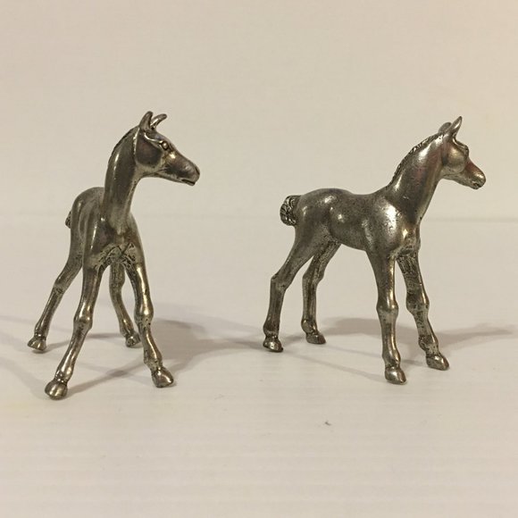 Vtg KIRK Pewter Horse Colt Pony Figurine 2.5" X 2 Collectable - Picture 4 of 6